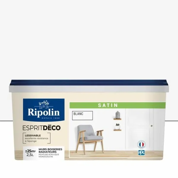 Pohjamaali Ripolin Valkoinen Satiiniviimeistely 2,5 L
