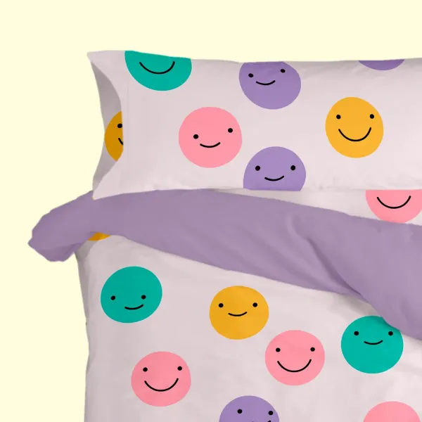 Pillowcase HappyFriday Aware Funny faces Multicolour 45 x 125 cm