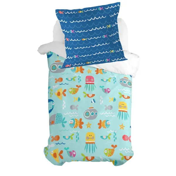 Pillowcase HappyFriday Moshi Moshi Sea Life Multicolour 80 x 80 cm