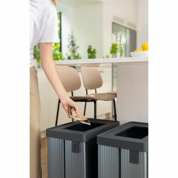 Atkārtoti Pārstrādājamo Atkritumu Tvertne Curver VERTO Pelēks 54 L Plastmasa