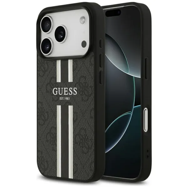 Guess 4G Printed Stripes MagSafe - Case iPhone 17 Pro (black)