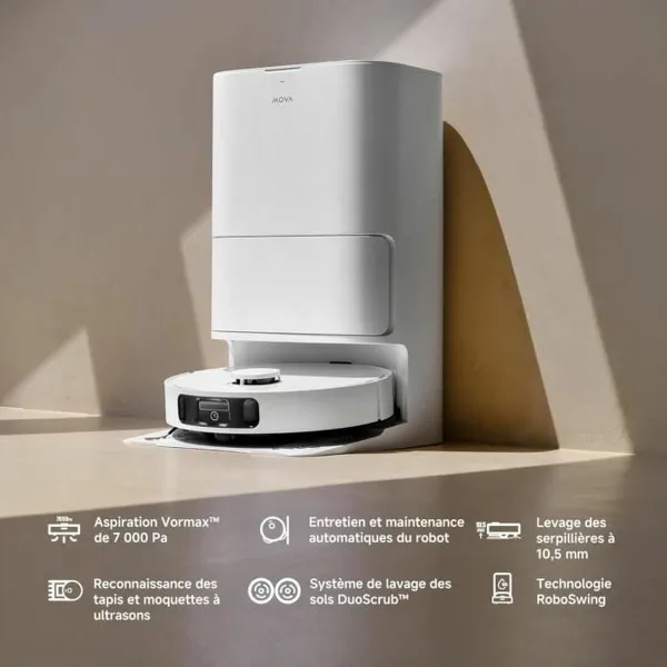 MOVA Robot vacuum and mop E30ULTRA 7000 Pa, 4L tank, 3h autonomy, white