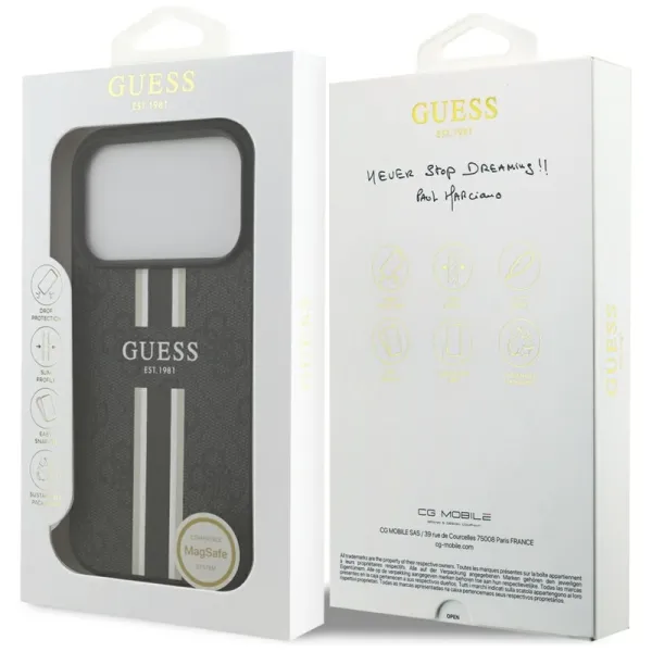 Guess 4G Printed Stripes MagSafe - Case iPhone 17 Pro (black)