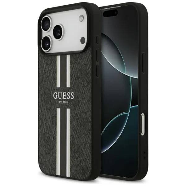 Guess 4G Printed Stripes MagSafe - Case iPhone 17 Pro Max (black)