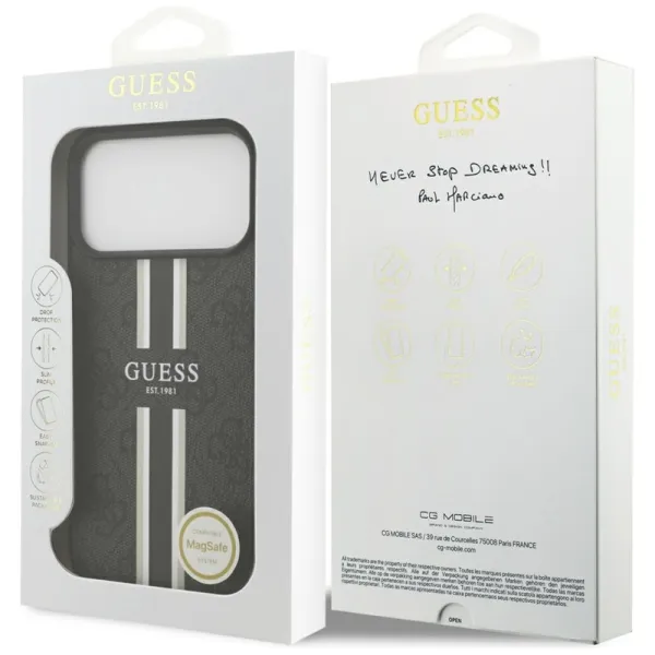 Guess 4G Printed Stripes MagSafe - Case iPhone 17 Pro Max (black)