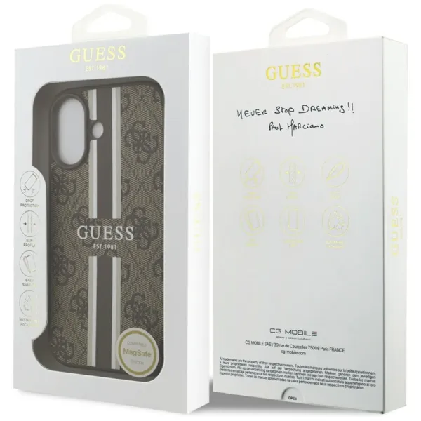 Guess 4G Printed Stripes MagSafe - Case iPhone 17 (brown)