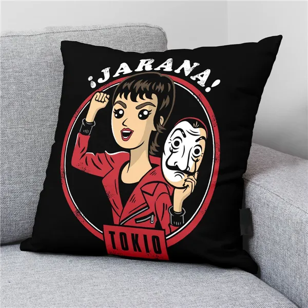 Cushion cover La casa de papel Chibi B Black Multicolour 45 x 45 cm