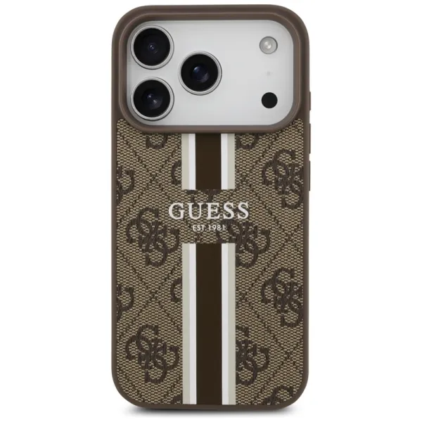 Guess 4G Printed Stripes MagSafe - Case iPhone 17 Pro (brown)