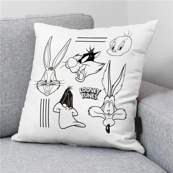 Cushion cover Looney Tunes Looney B&w B White Multicolour 45 x 45 cm