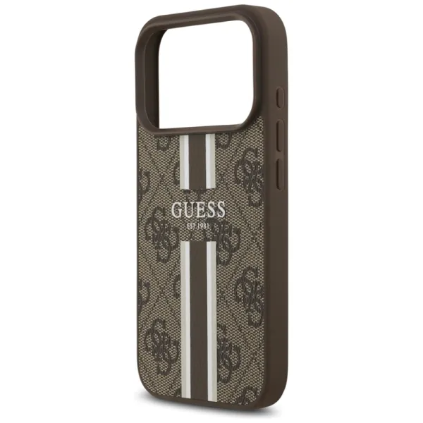 Guess 4G Printed Stripes MagSafe - Case iPhone 17 Pro (brown)