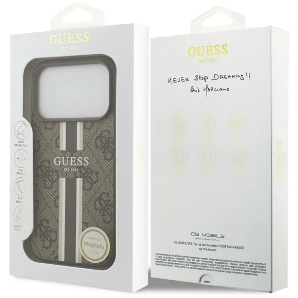 Guess 4G Printed Stripes MagSafe - Case iPhone 17 Pro (brown)