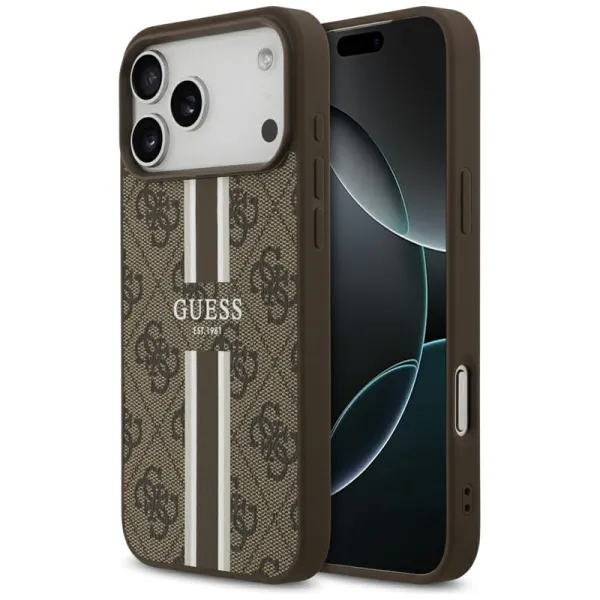 Guess 4G Printed Stripes MagSafe - Case iPhone 17 Pro Max (brown)