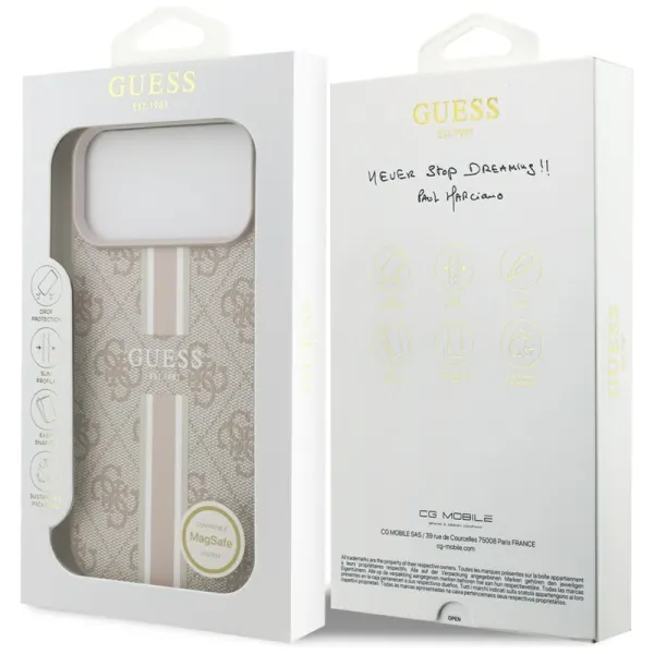 Guess 4G Printed Stripes MagSafe - Case iPhone 17 Pro Max (pink)
