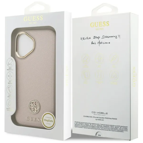 Guess Grained Strass Logo MagSafe - Case iPhone 17 (pink)