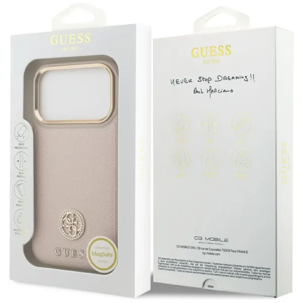 Guess Grained Strass Logo MagSafe - Case iPhone 17 Pro (pink)