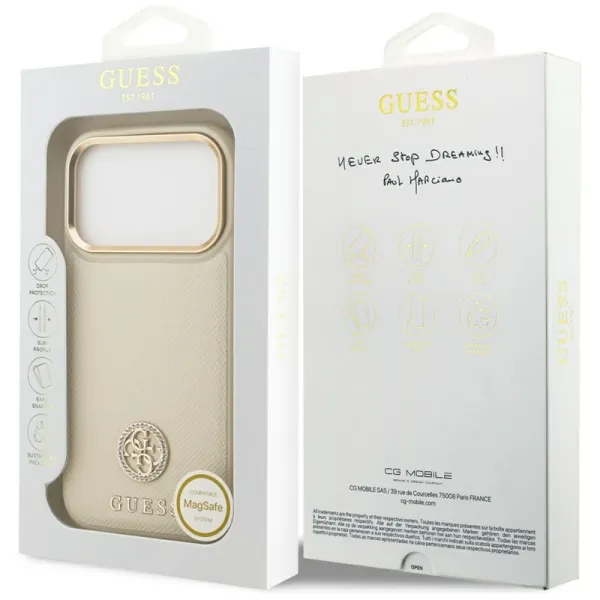 Guess Grained Strass Logo MagSafe - Case iPhone 17 Pro (beige)