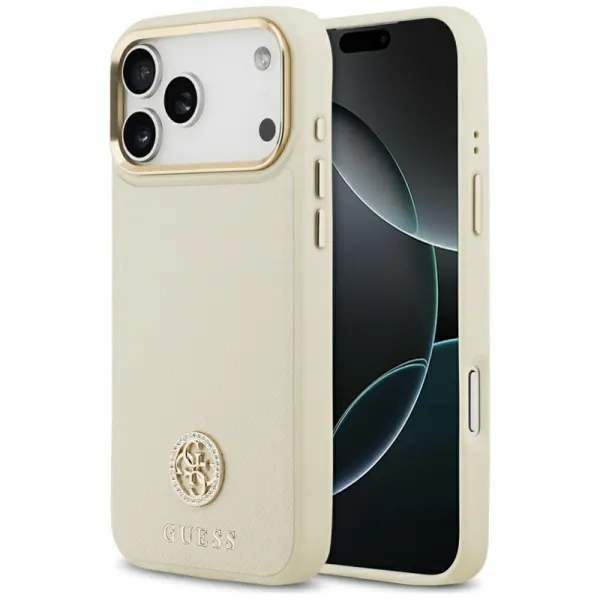 Guess Grained Strass Logo MagSafe - Case iPhone 17 Pro Max (beige)