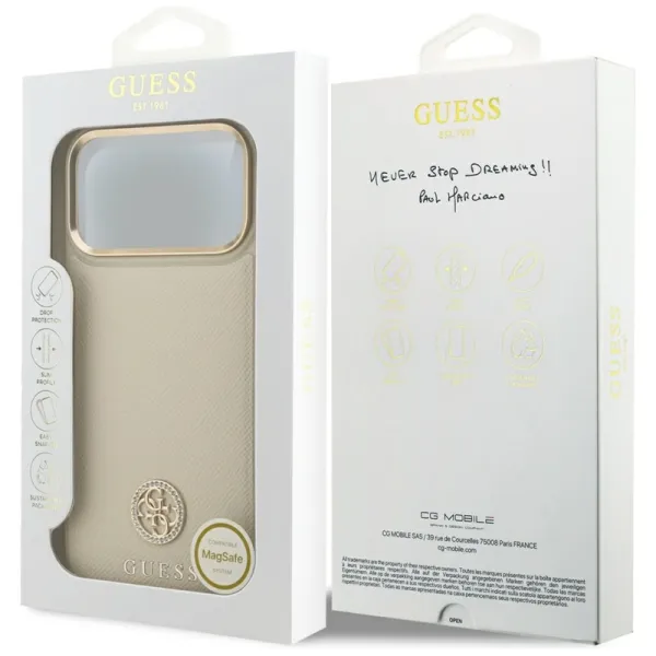 Guess Grained Strass Logo MagSafe - Case iPhone 17 Pro Max (beige)