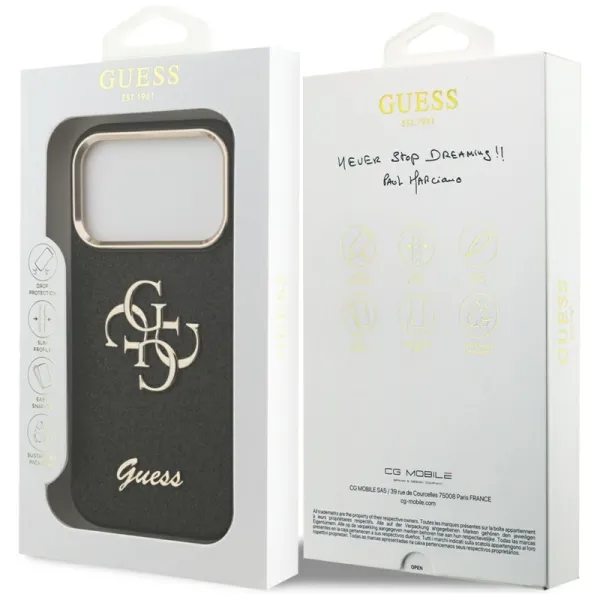 Guess Fixed Glitter Big 4G Metal Frame - Case iPhone 17 Pro (black)
