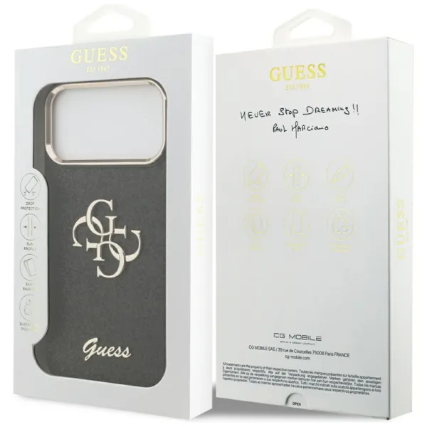 Guess Fixed Glitter Big 4G Metal Frame - Case iPhone 17 Pro Max (black)