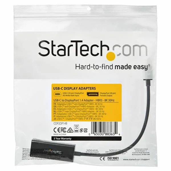 USB C uz Display Porta Adapteris Startech CDP2DP14B            Melns