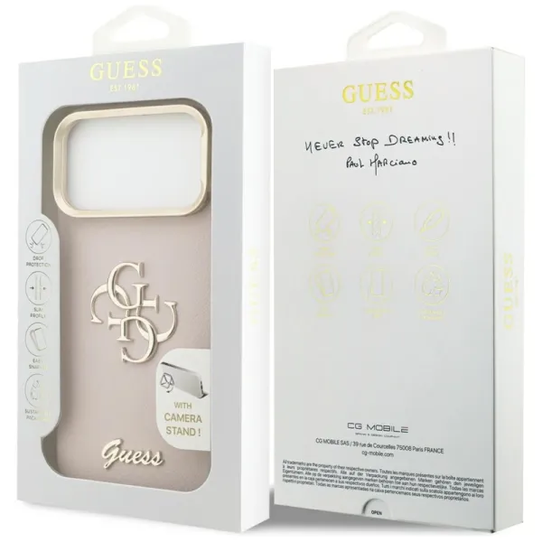 Guess Grained Big 4G & Stand Camera - Case iPhone 17 Pro Max (pink)