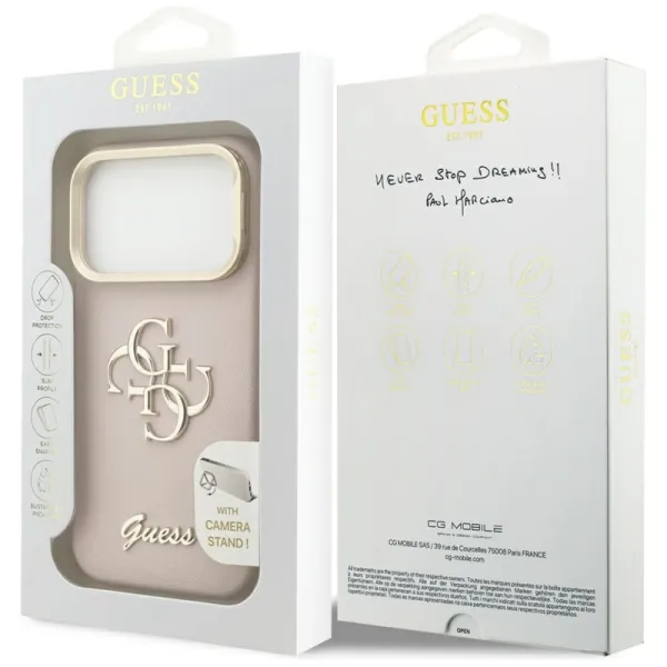 Guess Grained Big 4G & Stand Camera - Case iPhone 17 Pro (pink)