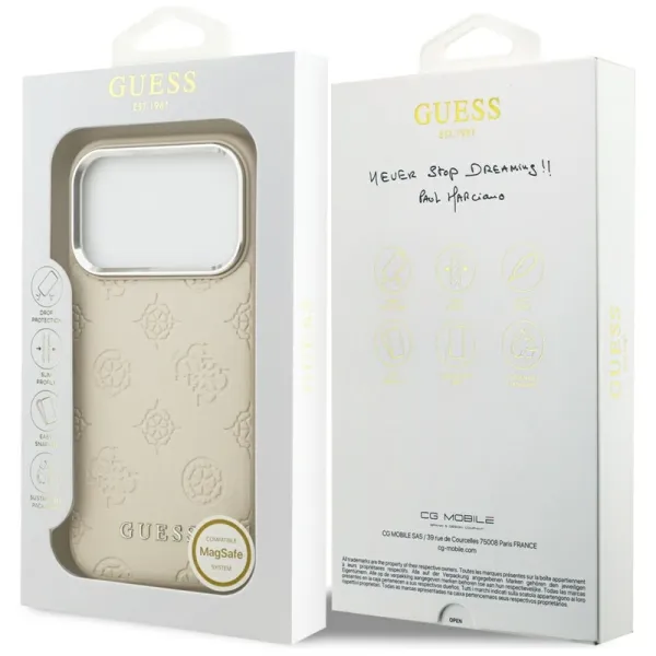 Guess Peony Hot Stamp Script MagSafe - Case iPhone 17 Pro (beige)