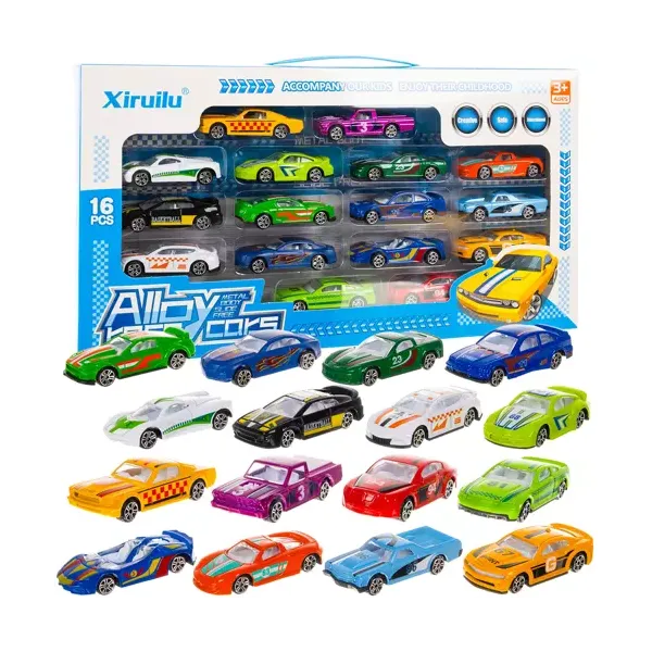 Värvilised autod/vedrud 1:64 - 16 tk Kruzzel 20352