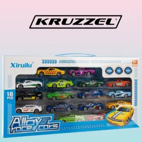 Värikkäät autot/jouset 1:64 - 16 kpl Kruzzel 20352