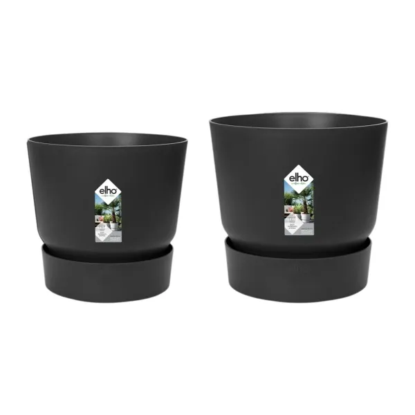 Pottide komplekt Elho Must Plastmass Ringjas 2 Tükid, osad