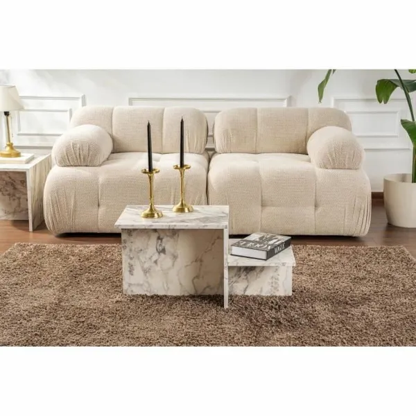 Centrinis stalas Harmony Balta Pilka 80 x 40 x 40 cm Marmurą
