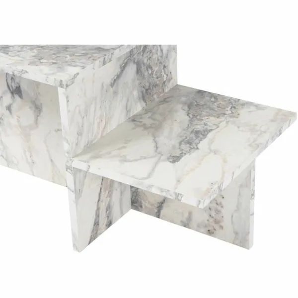 Centre Table Harmony White Grey 80 x 40 x 40 cm Marble