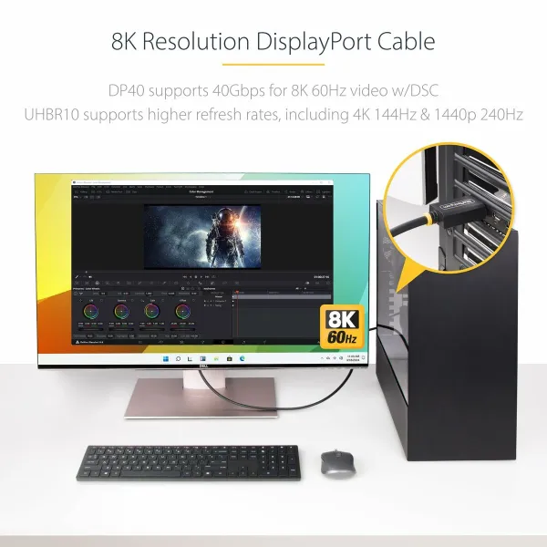 USB Kabelis Startech DP21-3M-DP40-CABLE Melns 3 m