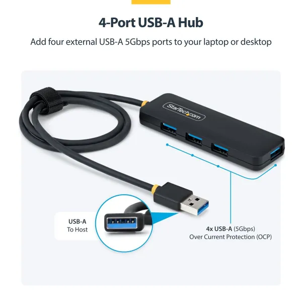 USB Centrmezgls Startech H5A4A-USB-HUB-2 Melns
