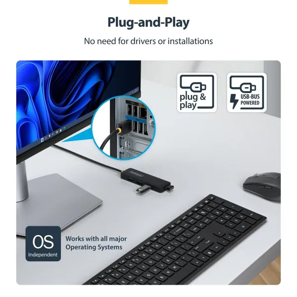 USB-jaotur Startech H5A4A-USB-HUB-2 Must