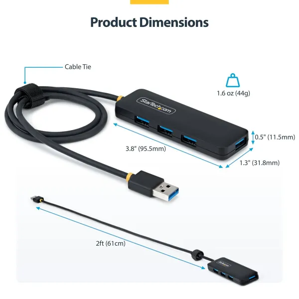 USB Centrmezgls Startech H5A4A-USB-HUB-2 Melns