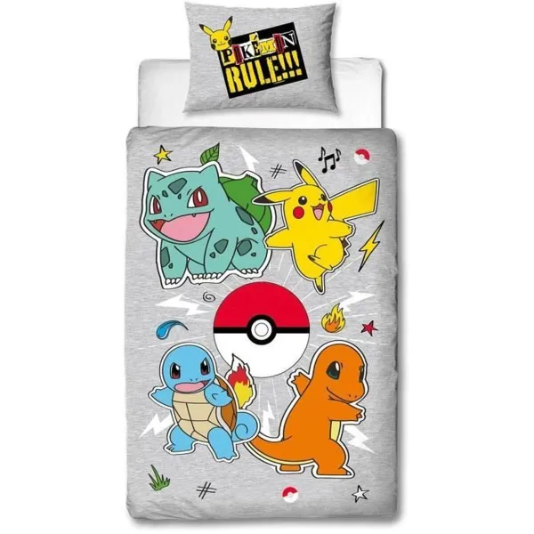 Комплект чехлов для одеяла Pokémon Серый 140 кровать 2 Предметы