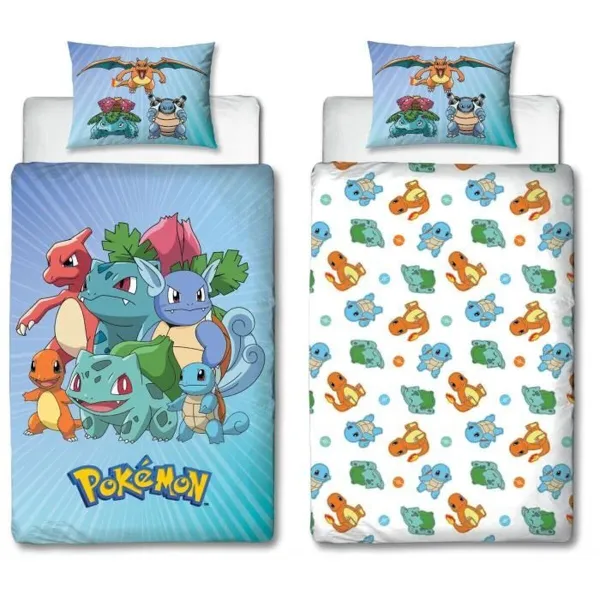 Antklodės užvalkalų rinkinys Pokémon 25 x 4 x 30 cm Mėlyna Lova 140 2 Dalys