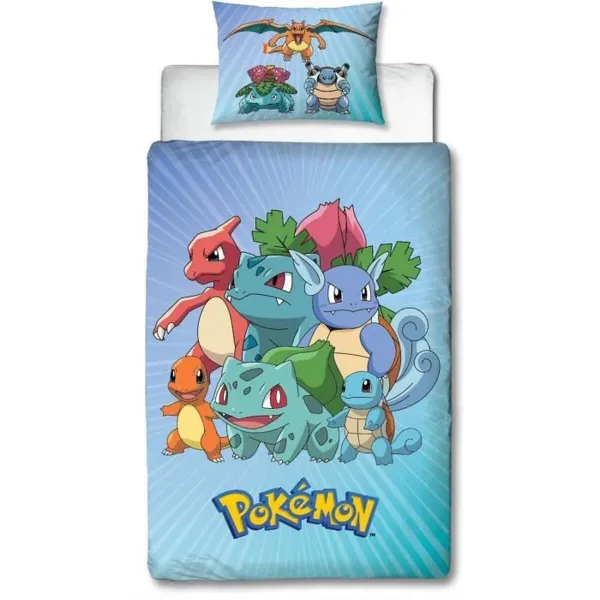 Antklodės užvalkalų rinkinys Pokémon 25 x 4 x 30 cm Mėlyna Lova 140 2 Dalys