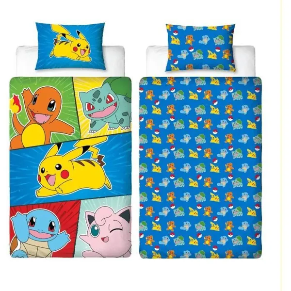 Antklodės užvalkalų rinkinys Pokémon Spalvotas Lova 140 2 Dalys