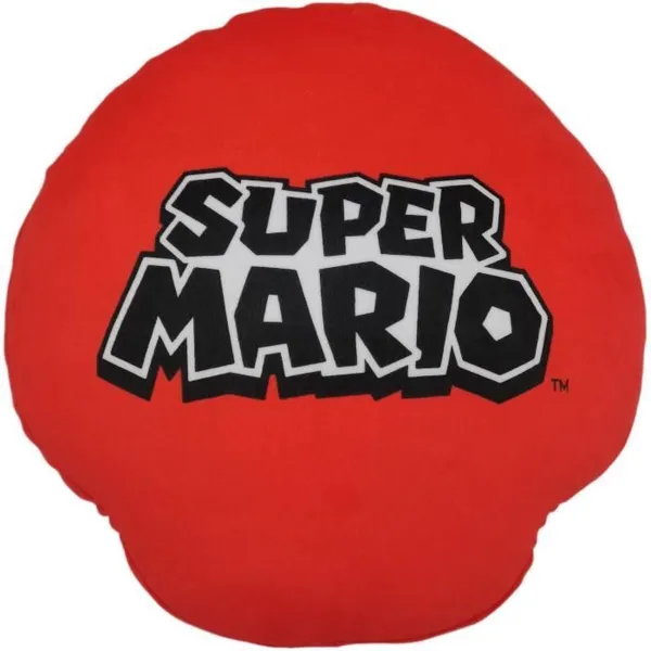 Подушка Mario Bros 43 x 3 x 43 cm Белый Красный полиэстер грибной