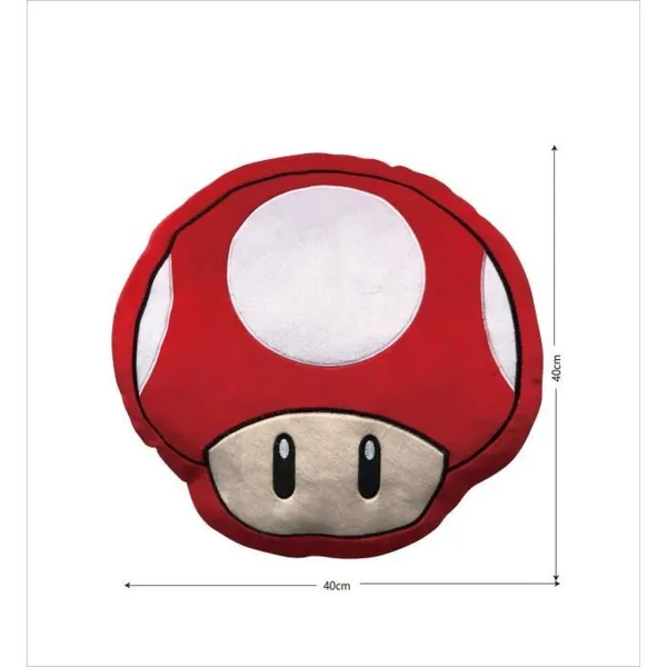 Подушка Mario Bros 43 x 3 x 43 cm Белый Красный полиэстер грибной