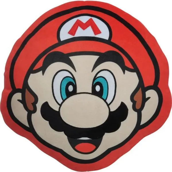Подушка Mario Bros 41 x 3 x 41 cm Синий Белый Коричневый Чёрный Красный Бежевый полиэстер Лицо