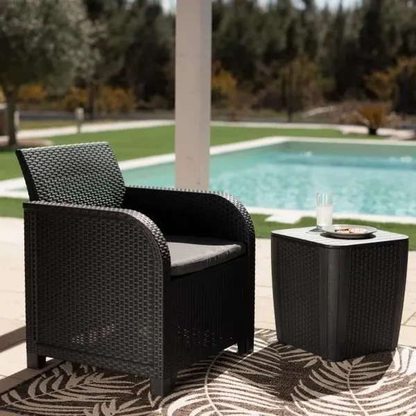 Sodo sofa Allibert by KETER San Remo sintetinis rotangas Tamsiai pilka PP (65 x 63 x 74 cm)