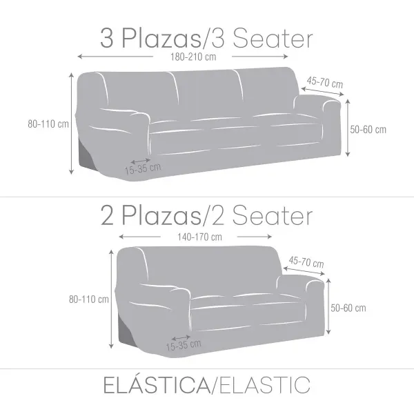 Sofa cover set Eysa TROYA Grey 70 x 110 x 210 cm 2 Pieces