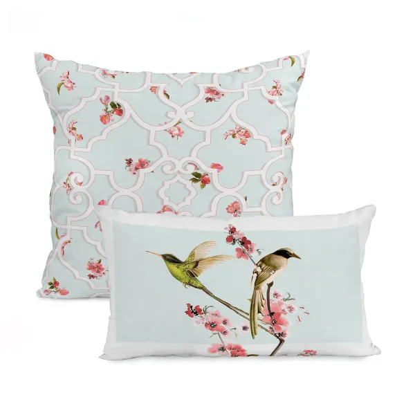 Set of cushion covers HappyFriday Sakura  Multicolour 2 Pieces