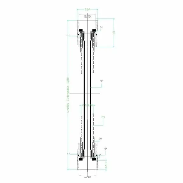 Suihkuletku Rousseau Harmaa Ruostumaton teräs 185 cm