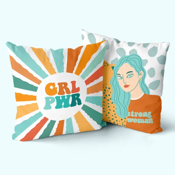 Cushion cover HappyFriday Aware Girl power Multicolour 50 x 50 cm 2 Pieces