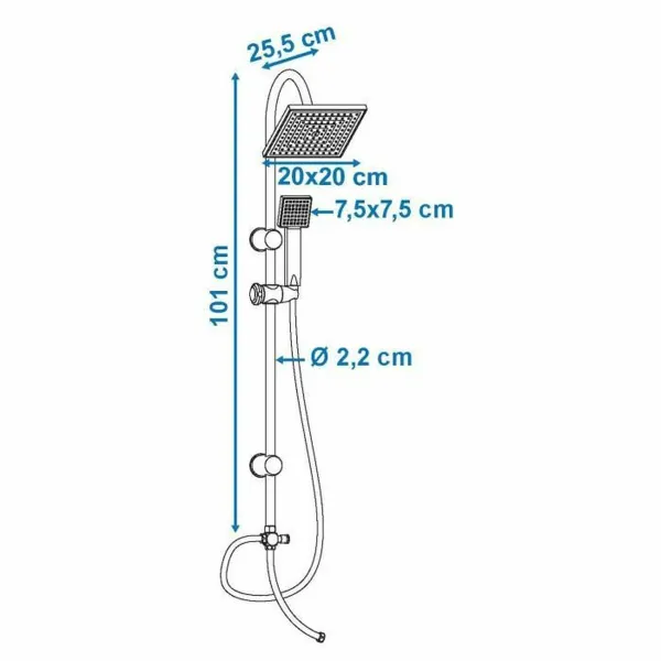 Душевая стойка Rousseau Soto Серый Chrome Металл 22 mm 73 x 73 mm